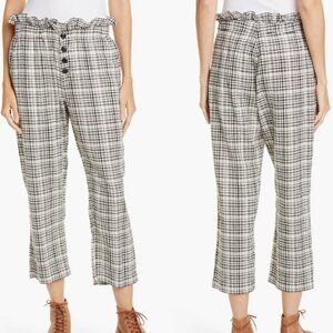 THE GREAT. Gunny Sack Pants Plaid Paperbag Waist Trousers